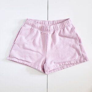 Aritzia TNA Cozy Fleece Boyfriend Light Pink Shorts - Size XS